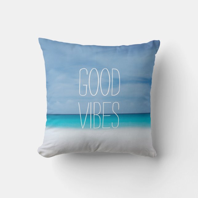 Funny good vibes beach ocean photo hipster throw pillow (Front)