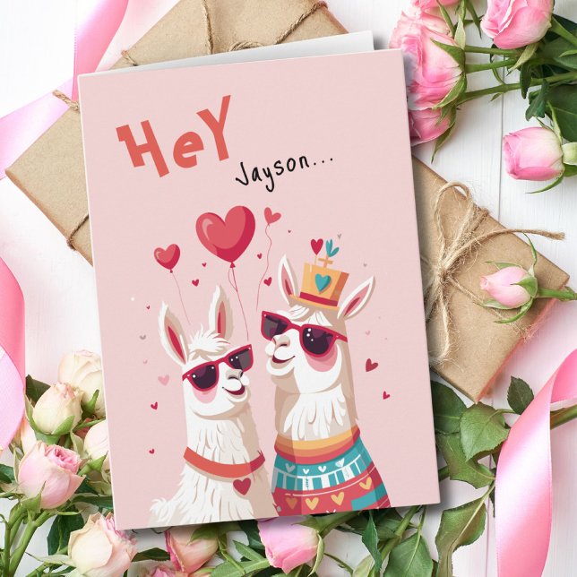 Funny Goofy Llama Pun Couple Valentine's Day Card (Funny Goofy Llama Pun Couple Valentine's Day Card)