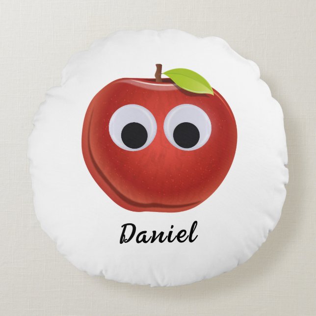 Funny Googly Eyes Apple Personalized Pillow (Front)