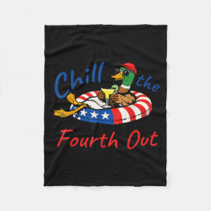 Funny Goose 4th Of July Patriotic Chill The Fourth Fleece Blanket
