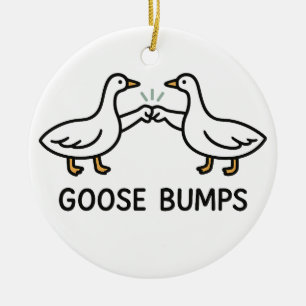 Funny Goose Bumps Cartoon   Fist Bump Geese Animal Ceramic Ornament