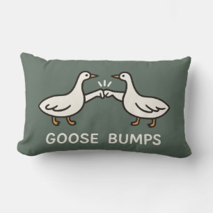Funny Goose Bumps Cartoon   Fist Bump Geese Animal Lumbar Pillow