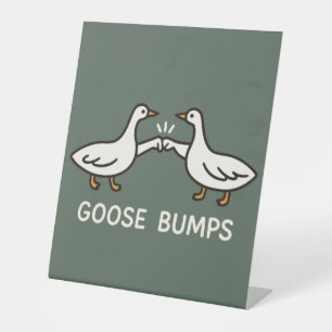 Funny Goose Bumps Cartoon   Fist Bump Geese Animal Pedestal Sign