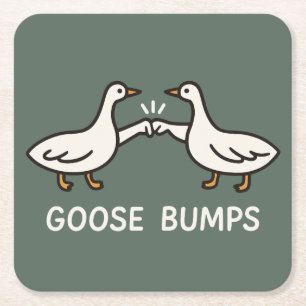 Funny Goose Bumps Cartoon   Fist Bump Geese Animal Square Paper Coaster