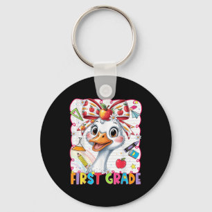 Funny Goose Coquette Bow First Grade Back To Schoo Keychain