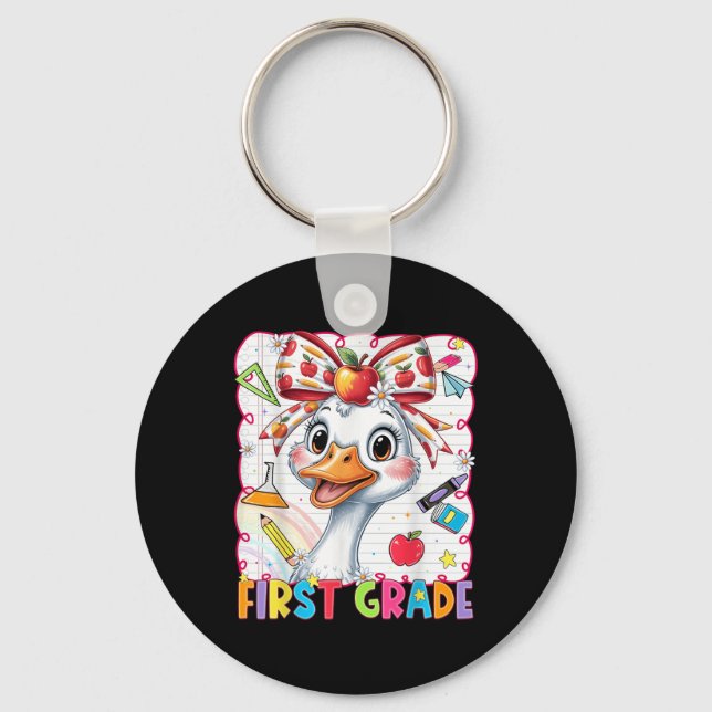 Funny Goose Coquette Bow First Grade Back To Schoo Keychain (Front)