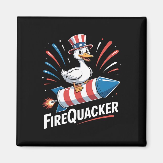 Funny Goose Fourth Of July Firequacker Independenc Magnet (Front)