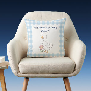 Funny Goose Gingham Throw Pillow
