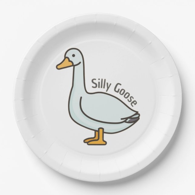 Funny Goose, Goose Lover, Silly Goose Paper Plate (Front)