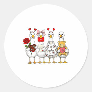 Funny Goose Happy Valentine Goose Cute Heart Lover Classic Round Sticker