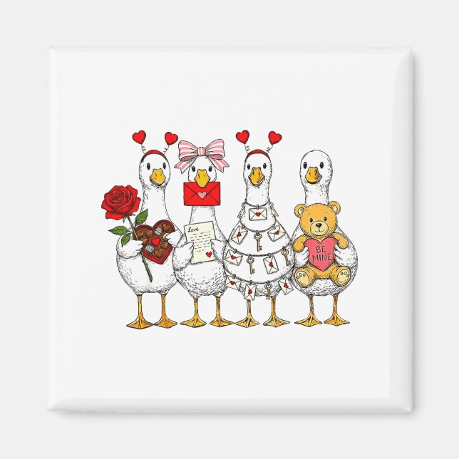 Funny Goose Happy Valentine Goose Cute Heart Lover Magnet (Front)
