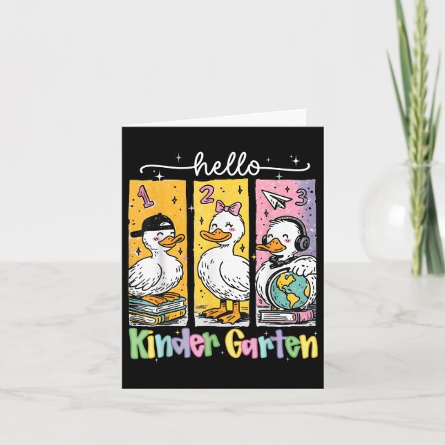 Funny Goose Hello Kindergarten Back To School Firs Card (Front)