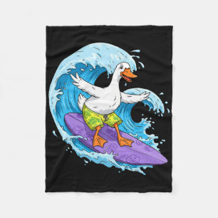 Funny Goose Is Surfing An Ocean Wave 1 - Fan Fun Fleece Blanket