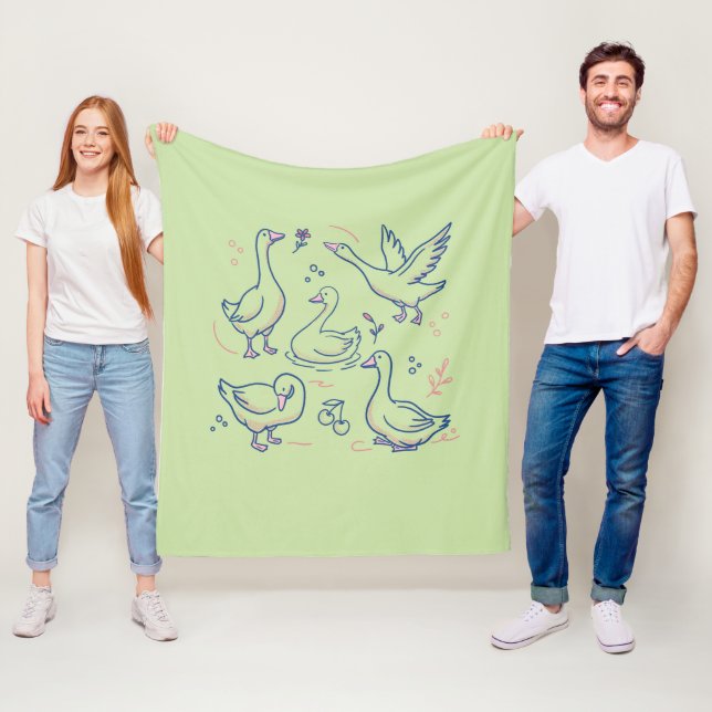 Funny Goose Pattern Fleece Blanket (In Situ)