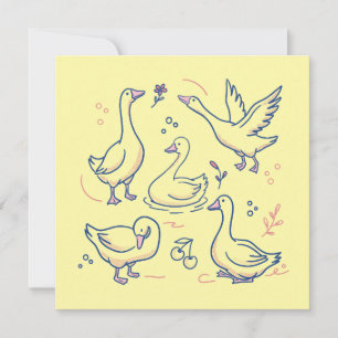 Funny Goose Pattern Invitation
