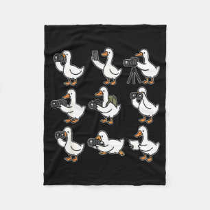 Funny Goose Photographer Photography Camera Photo  Fleece Blanket