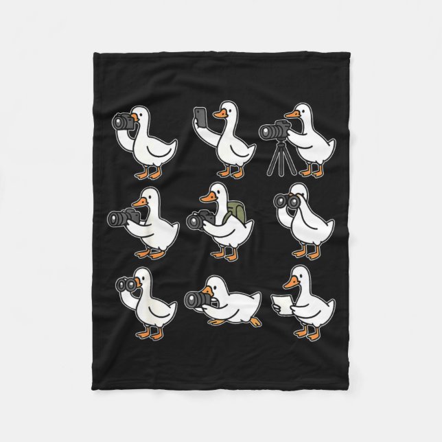 Funny Goose Photographer Photography Camera Photo  Fleece Blanket (Front)
