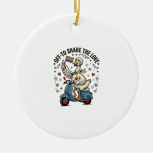 Funny Goose Scooter Love Vintage Shirt Design_1 Ceramic Ornament