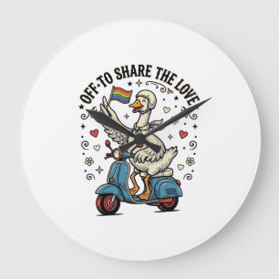 Funny Goose Scooter Love Vintage Shirt Design_1 Large Clock