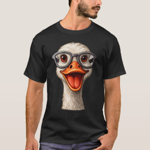 Funny Goose With Glasses T-Shirt – Cute Nerd Duck 