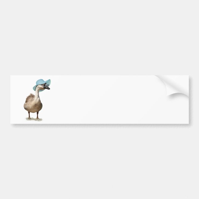 Funny Goose with Summer Hat Bumper Sticker (Front)