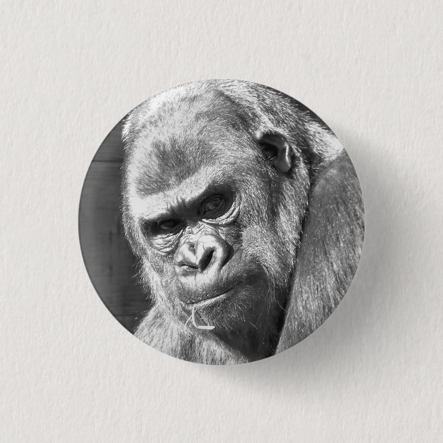 FUNNY GORILLA 1 INCH ROUND BUTTON (Front)