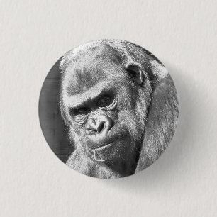 FUNNY GORILLA 1 INCH ROUND BUTTON