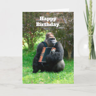 Funny Gorilla Accordion Joueur Carte Anniversaire