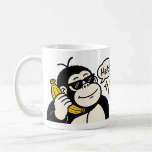 Funny Gorilla Banana Phone Sticker Coffee Mug