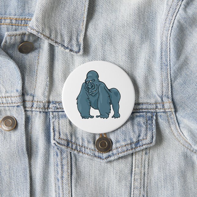 Funny Gorilla Cool Blue Ape Animal Design  3 Inch Round Button (Creator Uploaded)