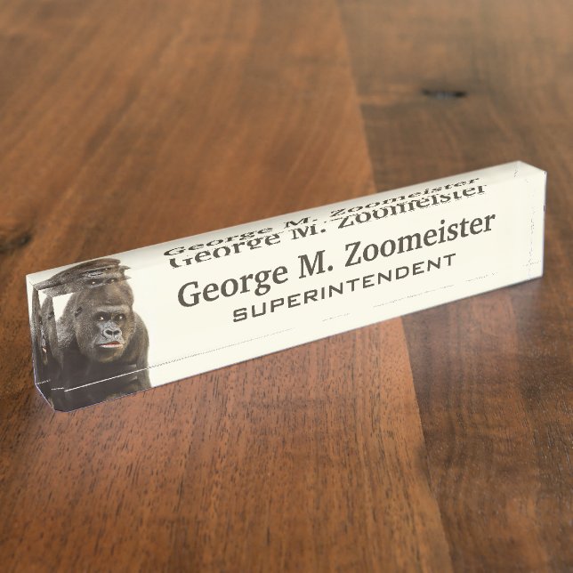 Funny Gorilla custom desk name plate (Side)