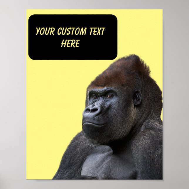 Funny Gorilla custom text and photo poster (Front)