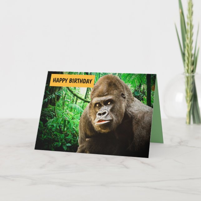 FUNNY GORILLA PHOTOGRAPHIE CARTE D'ANNIVERSAIRE (Devant)