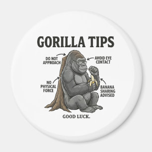 Funny Gorilla Safety Tips Infographic Illustration Magnet
