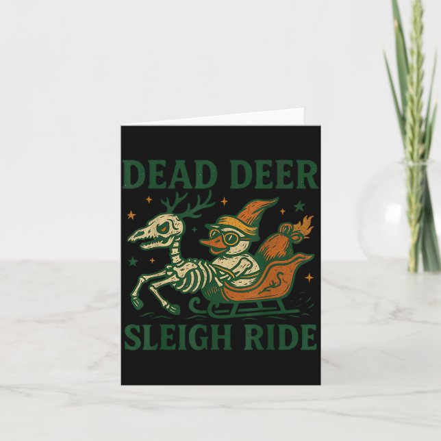 Funny Goth Christmas Pun Y Reindeer Skeleton Xmas  Card (Front)