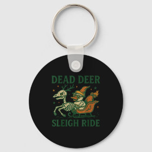 Funny Goth Christmas Pun Y Reindeer Skeleton Xmas Keychain