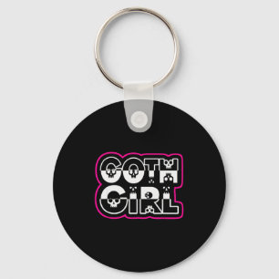 Funny Goth Girl Black And White  Keychain