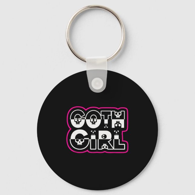 Funny Goth Girl Black And White  Keychain (Front)