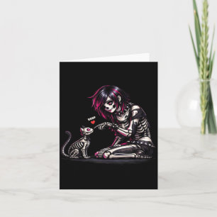 Funny Goth Girl Boop On Cats Nose Punk Grunge Emo Card