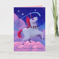 Funny Goth Punk Cartoon Unicorn on Clouds