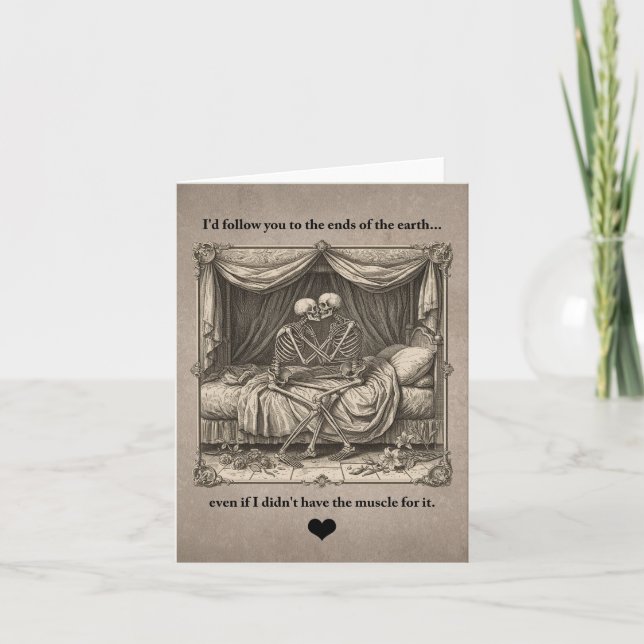 Funny Goth Skelton couple Valentine Anniversary    Card (Front)