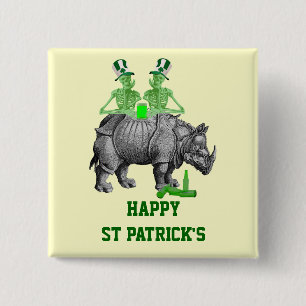 Funny gothic skeletons Irish  St Patrick's day 2 Inch Square Button
