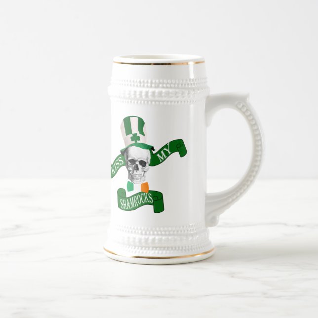 Funny gothic skull Irish  St Patrick's day Beer Stein (Right)
