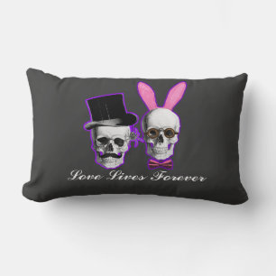 Funny gothic steampunk couple lumbar pillow