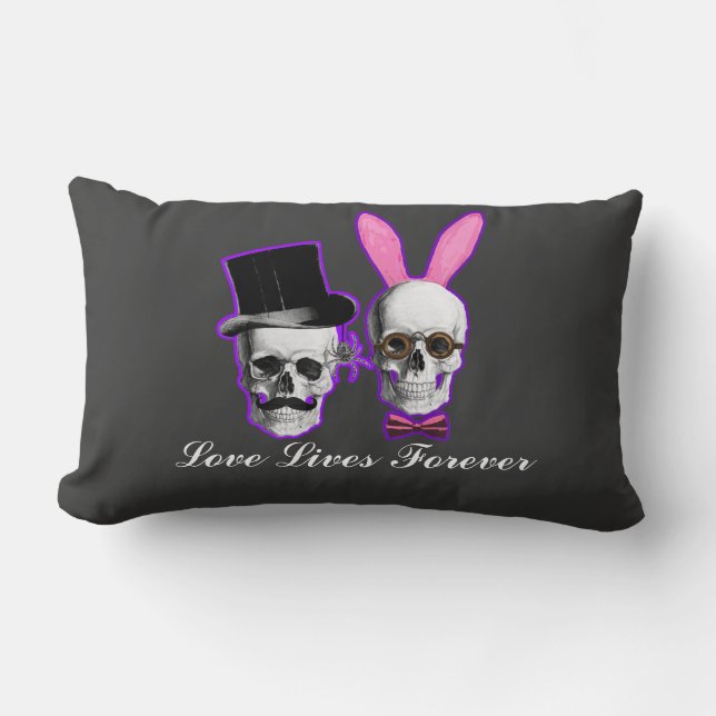 Funny gothic steampunk couple lumbar pillow (Front)