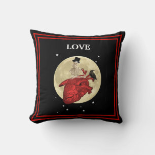 Funny Gothic Steampunk love heart throw pillow