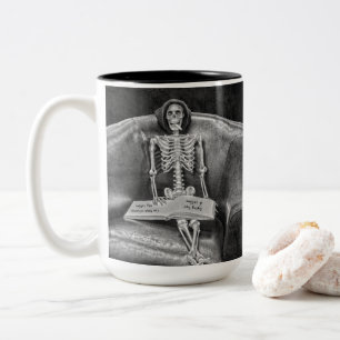Funny Gothic Vintage Black And White Skeleton Two-Tone Coffee Mug