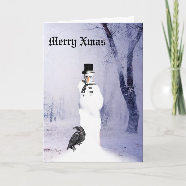 Funny Gothique Snowman Carte de Noël (Devant)
