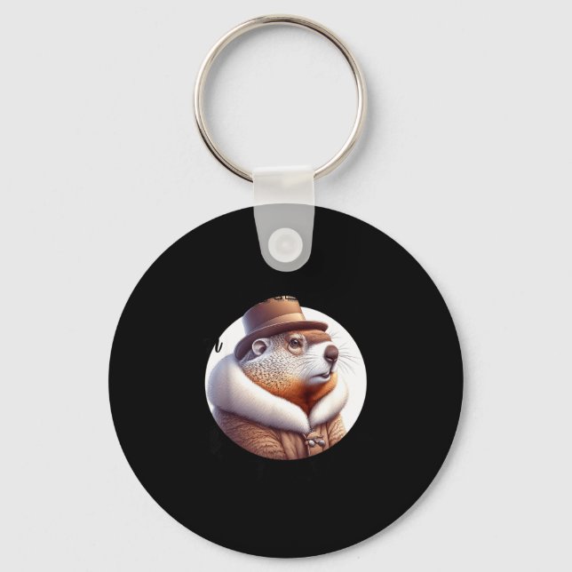 Funny Goundhog Graphic  Keychain (Front)