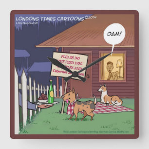 Funny Gourmet Dogs Square Wall Clock